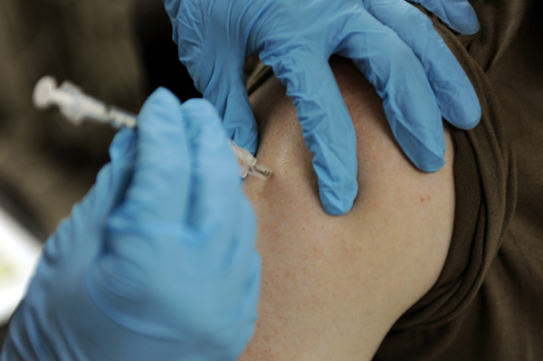 Vaccine administrated subcutaneously by healthcare personnel
