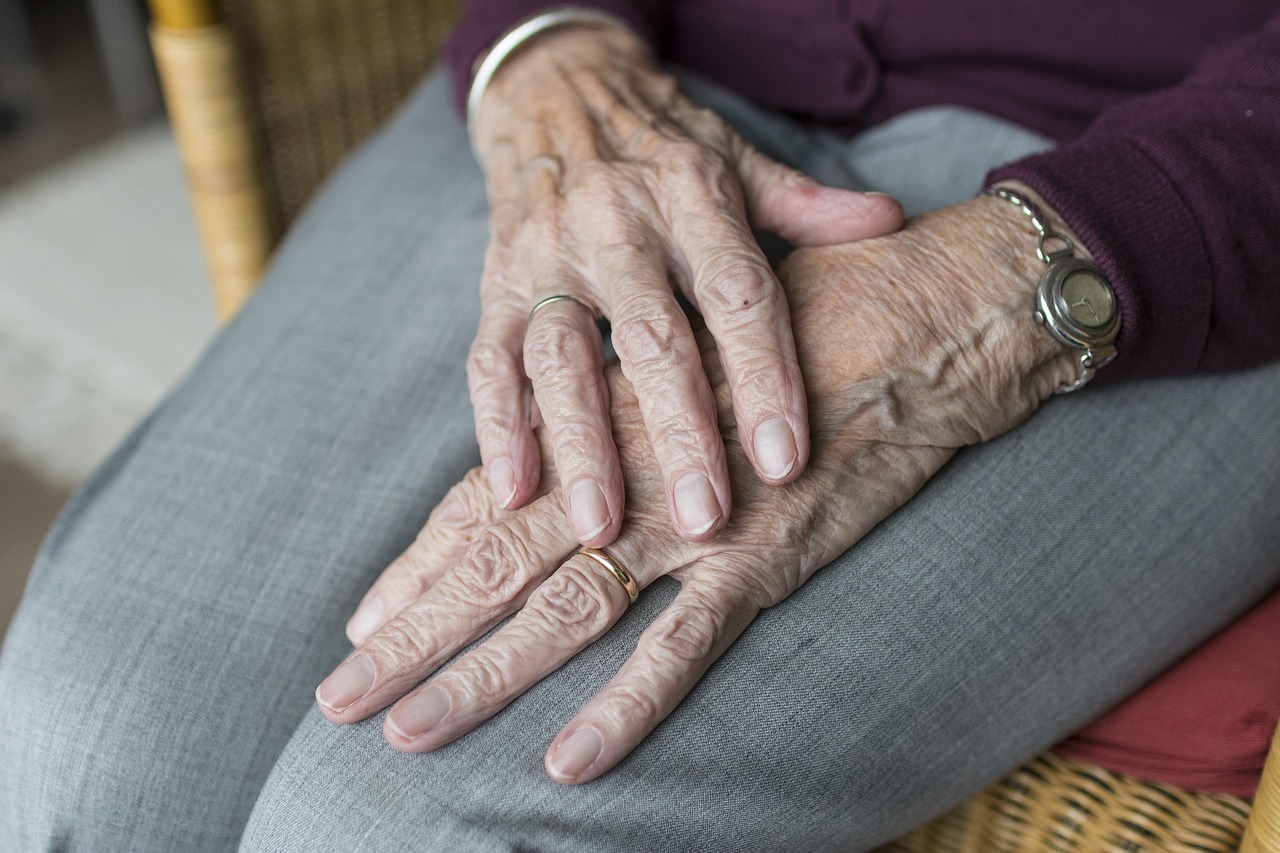 Closeup of old person's hands
