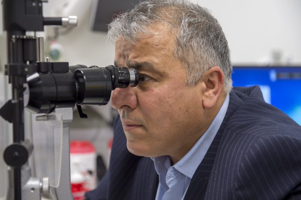 Man conducting eye test