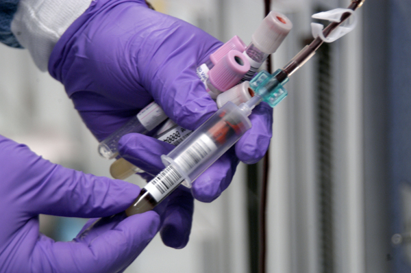 Blood sample being taken from patient