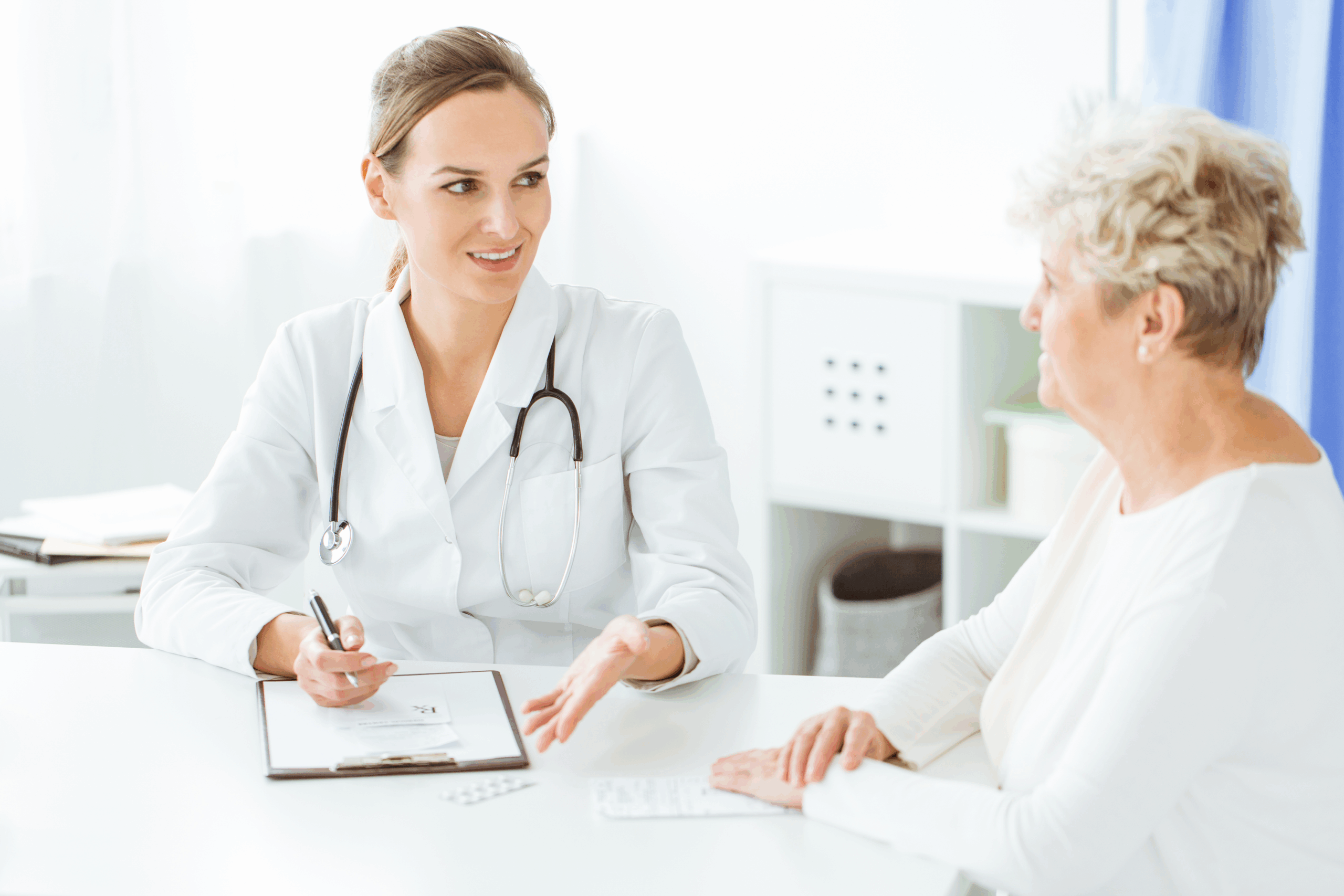 Patient and doctor talking