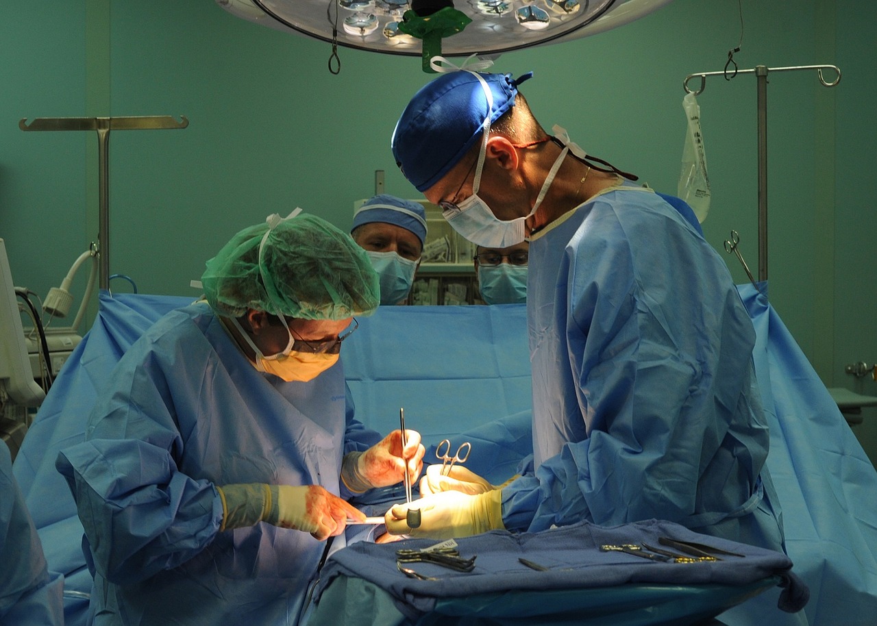 Surgeons at an operating table