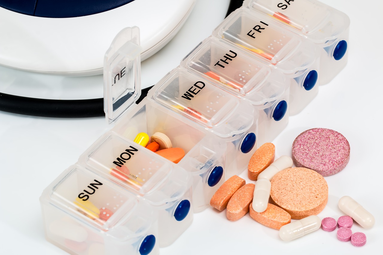 Pills in daily pill organizer spilled out
