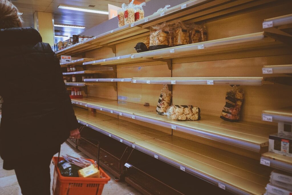 Empty grocery shelves