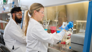 Scientists working at Poseida Therapeutics.
